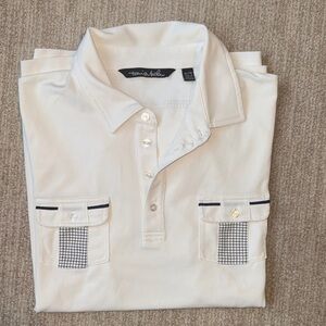 Travis Mathew Mens XL White Short Sleeve Golf Polo Shirt Performance Top